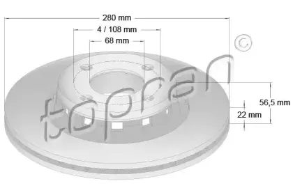 104 416 TOPRAN Тормозной диск