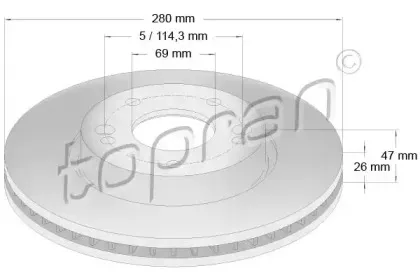 820 376 TOPRAN Тормозной диск