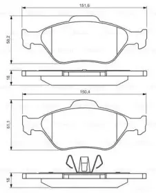 0 986 494 512 BOSCH Комплект тормозных колодок, дисковый тормоз