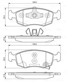 0986494537 BOSCH Комплект тормозных колодок, дисковый тормоз
