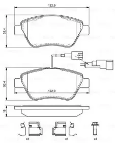 0 986 494 698 BOSCH Комплект тормозных колодок, дисковый тормоз