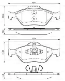 0986495017 BOSCH Комплект тормозных колодок, дисковый тормоз