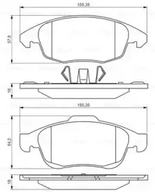 0 986 495 258 BOSCH Комплект тормозных колодок, дисковый тормоз