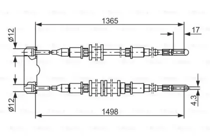 1 987 477 130 BOSCH Трос, стояночная тормозная система