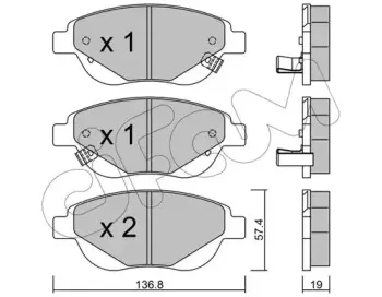 822-948-1 CIFAM Комплект тормозных колодок, дисковый тормоз