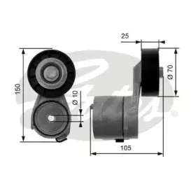 T38369 GATES Натяжной ролик, поликлиновойремень