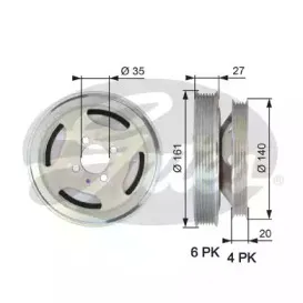 TVD1075 GATES Ременный шкив, коленчатый вал