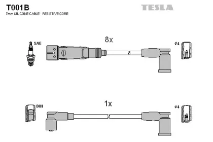 T001B TESLA Комплект проводов зажигания
