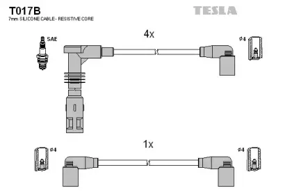 T017B TESLA Комплект проводов зажигания