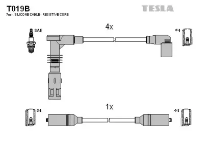 T019B TESLA Комплект проводов зажигания