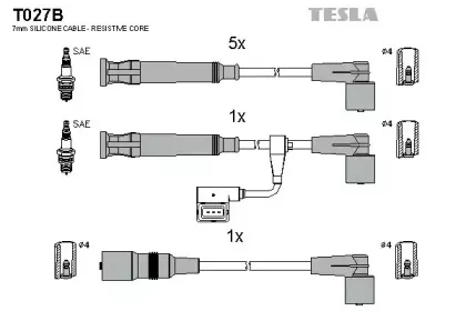 T027B TESLA Комплект проводов зажигания