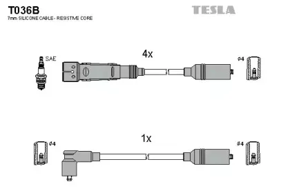 T036B TESLA Комплект проводов зажигания