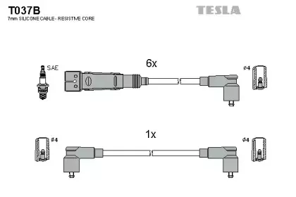 T037B TESLA Комплект проводов зажигания