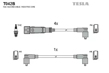 T042B TESLA Комплект проводов зажигания