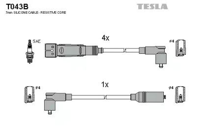 T043B TESLA Комплект проводов зажигания