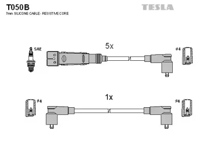 T050B TESLA Комплект проводов зажигания