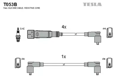 T053B TESLA Комплект проводов зажигания