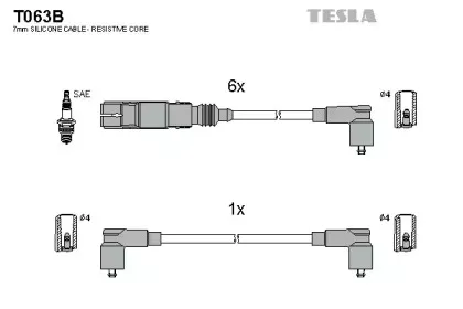 T063B TESLA Комплект проводов зажигания