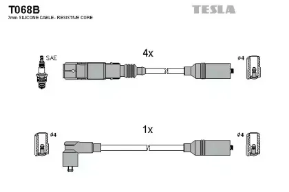 T068B TESLA Комплект проводов зажигания