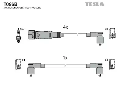 T086B TESLA Комплект проводов зажигания