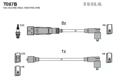 T087B TESLA Комплект проводов зажигания