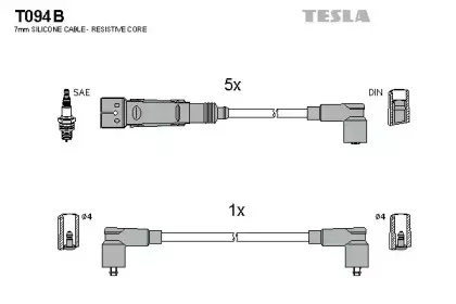 T094B TESLA Комплект проводов зажигания