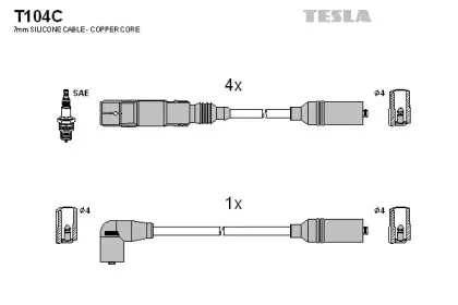 T104C TESLA Комплект проводов зажигания