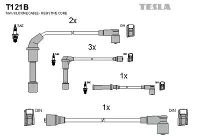 T121B TESLA Комплект проводов зажигания