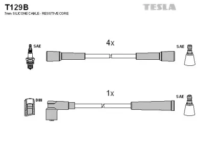 T129B TESLA Комплект проводов зажигания