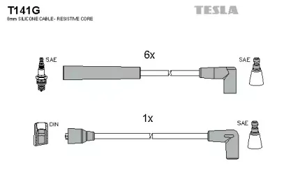 T141G TESLA Комплект проводов зажигания