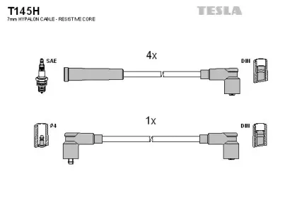 T145H TESLA Комплект проводов зажигания