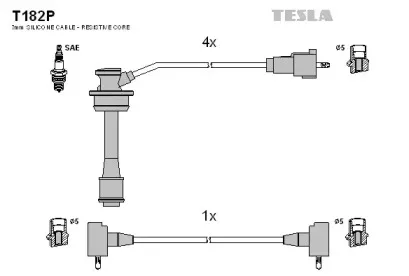 T182P TESLA Комплект проводов зажигания