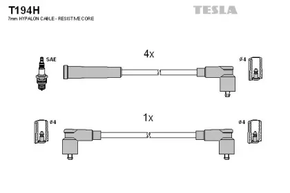 T194H TESLA Комплект проводов зажигания