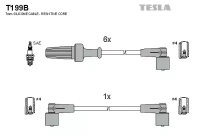 T199B TESLA Комплект проводов зажигания