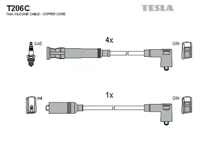 T206C TESLA Комплект проводов зажигания
