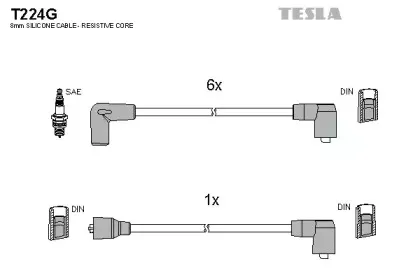 T224G TESLA Комплект проводов зажигания