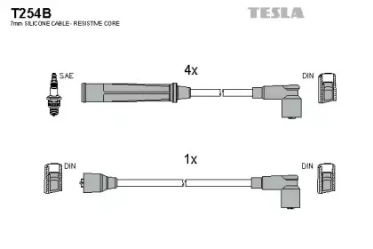 T254B TESLA Комплект проводов зажигания