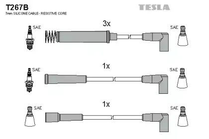 T267B TESLA Комплект проводов зажигания