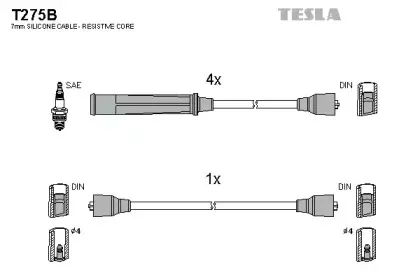 T275B TESLA Комплект проводов зажигания