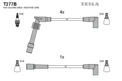 T277B TESLA Комплект проводов зажигания