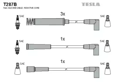 T287B TESLA Комплект проводов зажигания
