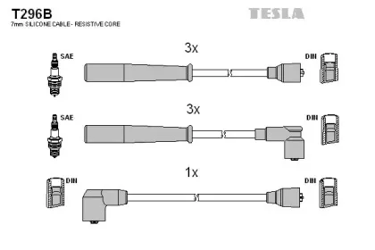 T296B TESLA Комплект проводов зажигания