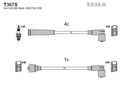 T367S TESLA Комплект проводов зажигания