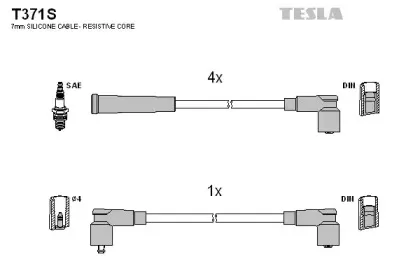 T371S TESLA Комплект проводов зажигания