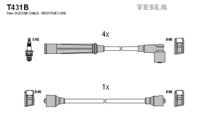 T431B TESLA Комплект проводов зажигания