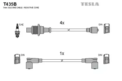 T435B TESLA Комплект проводов зажигания