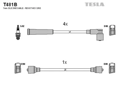 T481B TESLA Комплект проводов зажигания