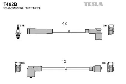 T482B TESLA Комплект проводов зажигания