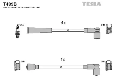 T489B TESLA Комплект проводов зажигания