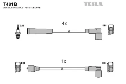 T491B TESLA Комплект проводов зажигания